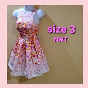 Pink floral Flare dress